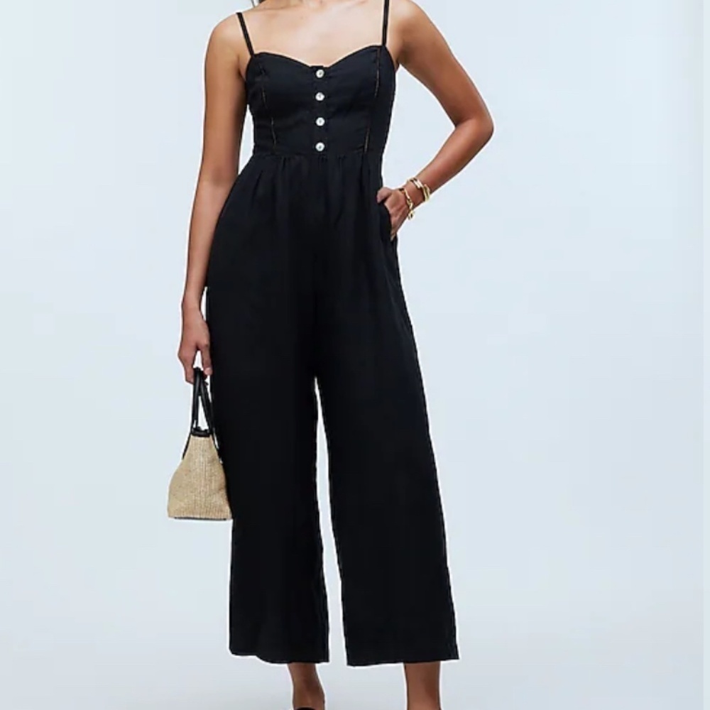 Madewell Campbell Jumpsuit Wide Leg Sleeveless Linen Size 2